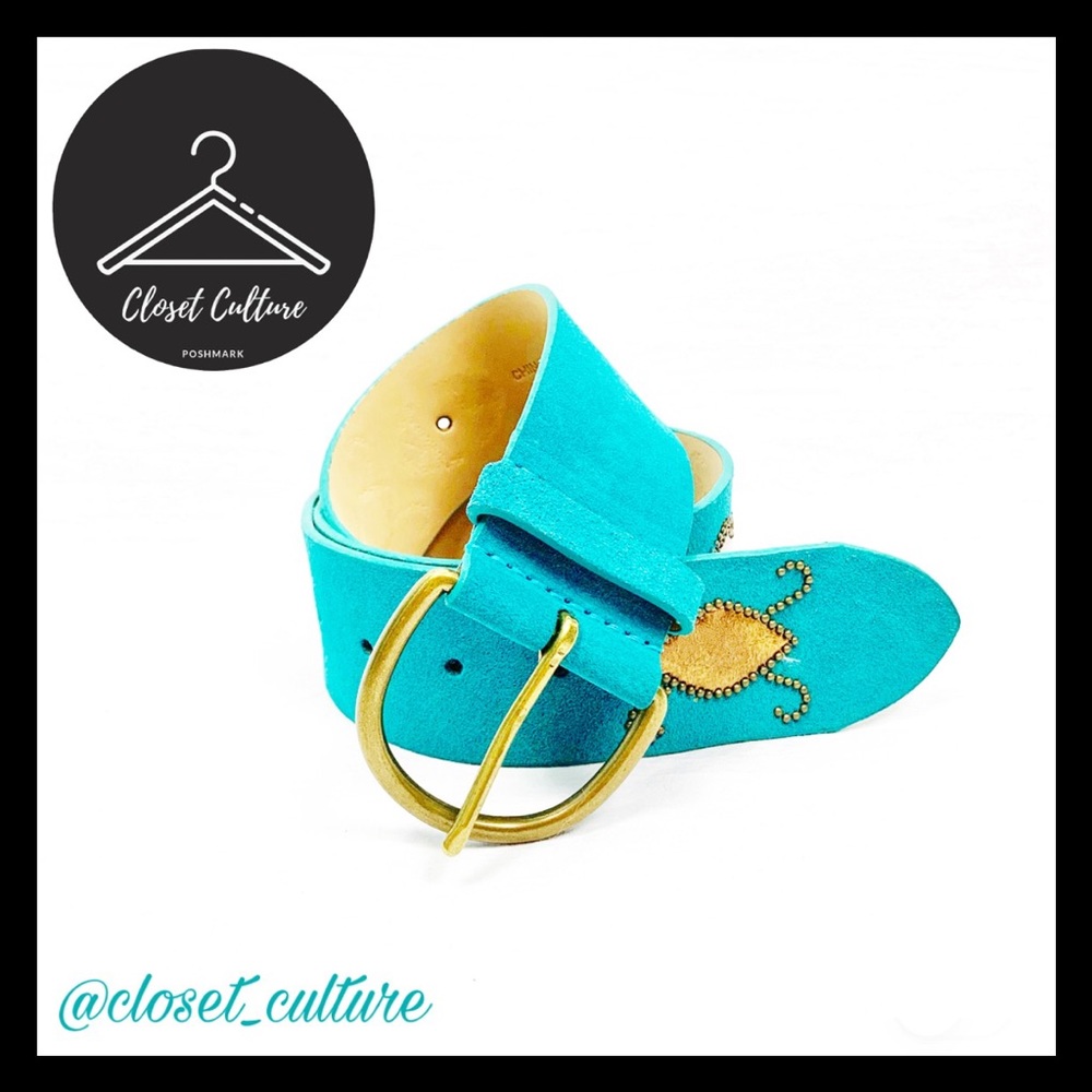 Leather Teal Boho Beaded Belt